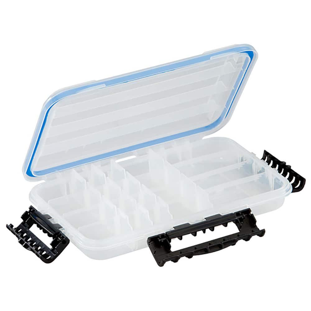 Small Parts Boxes & Organizers; Product Type: Compartment Box; Lock Type: Positive Snap; Width (Inch): 7; Depth (Inch): 1-3/4; Number of Dividers: 15; Removable Dividers: Yes; Color: Clear; Features: 5 Fixed Compartments with dividers to make up to 20 com