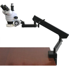 Microscopes; Microscope Type: Stereo; Eyepiece Type: Trinocular; Arm Type: Clamp; Articulating; Image Direction: Upright; Eyepiece Magnification: 10x; Maximum Magnification: 3.5x