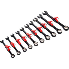 Wrench Sets; Set Type: Combination Wrench; Wrench Size: 10 mm, 11 mm, 12 mm, 13 mm, 14 mm, 15 mm, 16 mm, 17 mm, 18 mm, 19 mm; Material: Steel; Finish: Chrome-Plated; Black; Overall Length: 6 1/4 in to 9 3/4 in; Non-sparking: No; Corrosion-resistant: Yes;