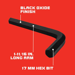 Hex Keys; End Type: Hex; Handle Type: L-Handle; Arm Style: Long; Arm Length: 1 in; 3 in; Handle Color: Black; Insulated: No; Overall Length: 3.00