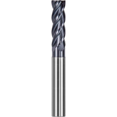 Corner Chamfer End Mill: 0.375″ Dia, 1.125″ LOC, 4 Flute, 0.075″ Chamfer Width, Solid Carbide 3-1/2″ OAL, 3/8″ Shank Dia, AlTiN Coated, Centercutting