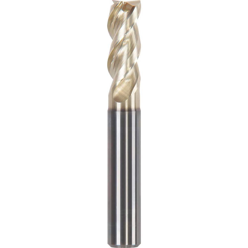 Corner Chamfer End Mill: 0.1575″ Dia, 0.4331″ LOC, 3 Flute, 0.0016″ Chamfer Width, Solid Carbide 2.28 mm OAL, ZrN Coated, Centercutting