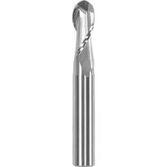 Ball End Mill: 0.4724″ Dia, 1.0236″ LOC, 2 Flute, Solid Carbide Uncoated