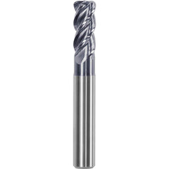 Corner Radius End Mill: 0.315″ Dia, 0.748″ LOC, 0.04″ Radius, 4 Flutes, Solid Carbide 2.52″ OAL, 0.315″ Shank Dia, Helix, AlTiN Coated, Centercutting