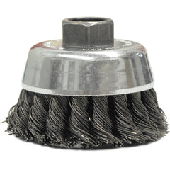 2-3/4″ Single Row Knot Wire Cup Brush, .020″ Steel Fill, M10x1.50 Nut - USA Tool & Supply