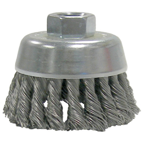 2-3/4″ Single Row Knot Wire Cup Brush, .020″ Steel Fill, M14 × 2.0 Nut - USA Tool & Supply
