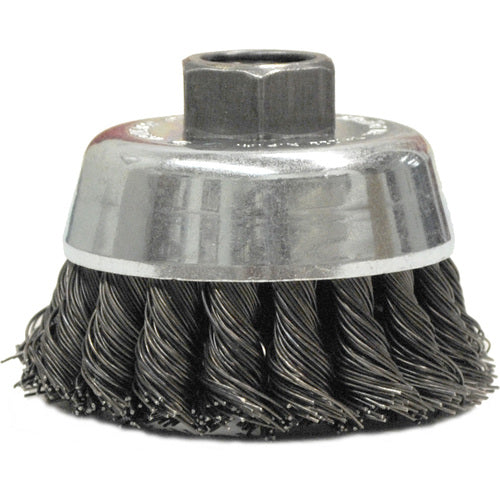 2-3/4″ Single Row Knot Wire Cup Brush, .020″ Steel Fill, 5/8″-11 UNC Nut - USA Tool & Supply