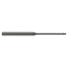 ‎0.05″ Dia. × 1/8″ Shank × 0.3″ DOC × 2-1/2″ OAL, Carbide Uncoated, Long , 3 Flute, Ballnose End Mill