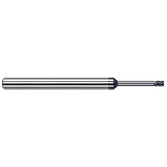 Corner Radius End Mill: 0.062″ Dia, 3/32″ LOC, 0.005″ Radius, 5 Flutes, Solid Carbide 2-1/2″ OAL, 1/4″ Shank Dia, 37 ° Helix, AlTiN Coated, Corner Radius End