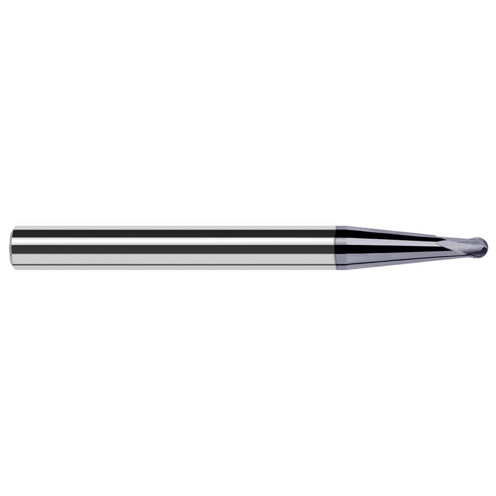 Harvey Tool - Ball End Mills; Mill Diameter (Decimal Inch): 0.0250 ; Number of Flutes: 2 ; Length of Cut (mm): 0.5000 ; Length of Cut (Decimal Inch): 0.0200 ; Material: Solid Carbide ; Overall Length (Inch): 2 - Exact Industrial Supply