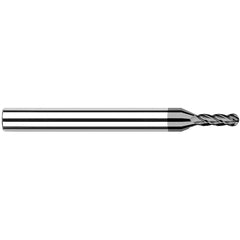 Ball End Mill: 0.125″ Dia, 0.5″ LOC, 4 Flute, Solid Carbide 2-1/2″ OAL, 1/8″ Shank Dia, 30 ° Helix, CVD Coated, Single End