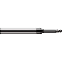 Ball End Mill: 0.062″ Dia, 0.093″ LOC, 3 Flute, Solid Carbide 2-1/2″ OAL, 1/8″ Shank Dia, 30 ° Helix, Amorphous Diamond Coated, Single End