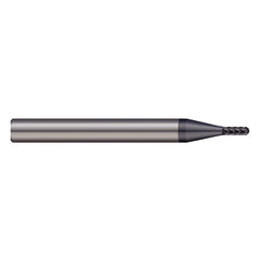 Ball End Mill: 0.1875″ Dia, 0.285″ LOC, 6 Flute, Solid Carbide 2-1/2″ OAL, 1/4″ Shank Dia, 36 ° Helix, AlTiN Nano Coated, Single End