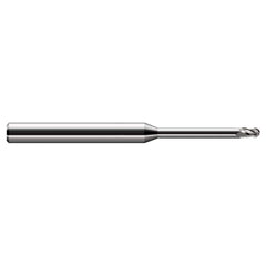 Ball End Mill: 0.062″ Dia, 0.093″ LOC, 3 Flute, Solid Carbide 2-1/2″ OAL, 1/8″ Shank Dia, 30 ° Helix, Uncoated, Single End