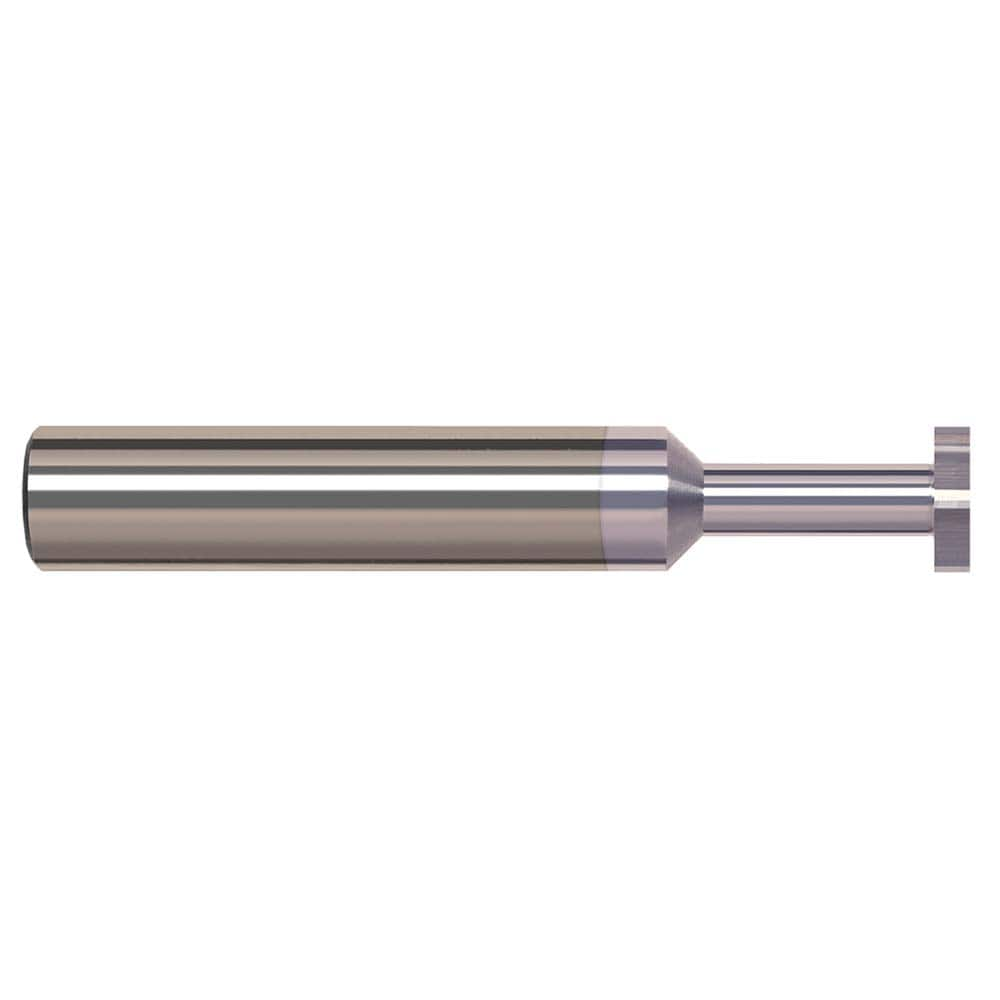 Woodruff Keyseat Cutter: 0.125″ Cut Dia, 0.093″ Cut Width, 1/8″ Shank Dia, Straight Tooth 1-1/2″ OAL, 4 Teeth, Solid Carbide, TiB2 Finish