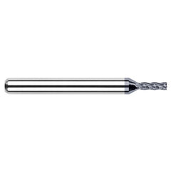 Miniature End Mills - Stub & Standard - 0.0300″ Cutter Diameter × 0.0450″ Length of Cut Carbide Square End Mill, 2 Flutes, AlTiN Coated - Exact Industrial Supply