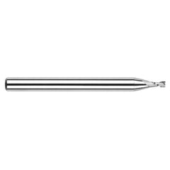 Miniature End Mills - Stub & Standard - 0.0340″ Cutter Diameter × 0.0510″ Length of Cut Carbide Square End Mill, 2 Flutes - Exact Industrial Supply