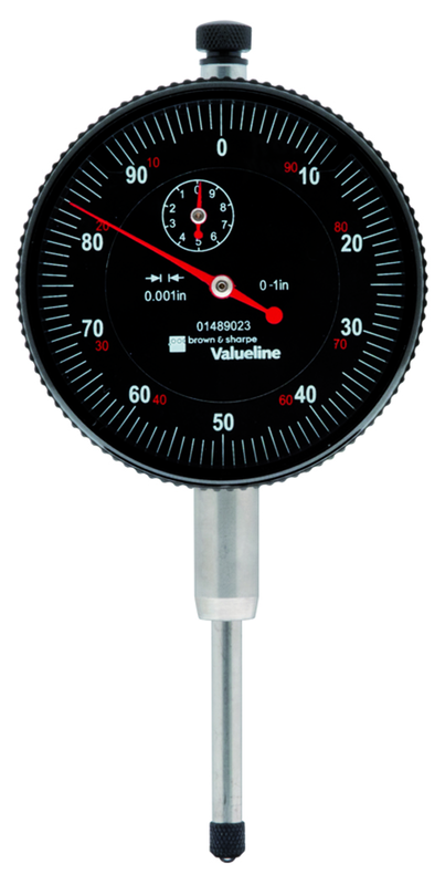 2-1/4" Face 0-100 Dial Reading .001" Graduation Black Face Indicator - USA Tool & Supply