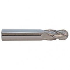 1/8 TuffCut GP Standard Length 4 Fl Ball Nose TiN Coated Center Cutting End Mill - USA Tool & Supply