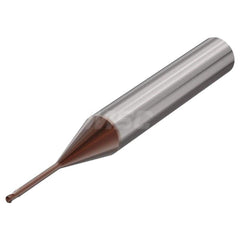 Ball End Mill: 0.0591″ Dia, 0.06″ LOC, 2 Flute, Solid Carbide 55 mm OAL, 30 ° Helix, HXT Coated, Single End, Series SMB716