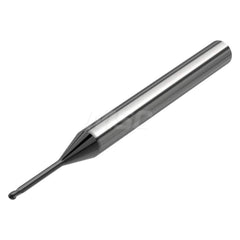 Ball End Mill: 0.1181″ Dia, 0.12″ LOC, 2 Flute, Solid Carbide 50 mm OAL, 35 ° Helix, M9 Coated, Single End, Series SMB410
