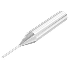 Ball End Mill: 0.1181″ Dia, 0.12″ LOC, 2 Flute, Solid Carbide 50 mm OAL, 30 ° Helix, Diamond Coated, Single End, Series SMB610