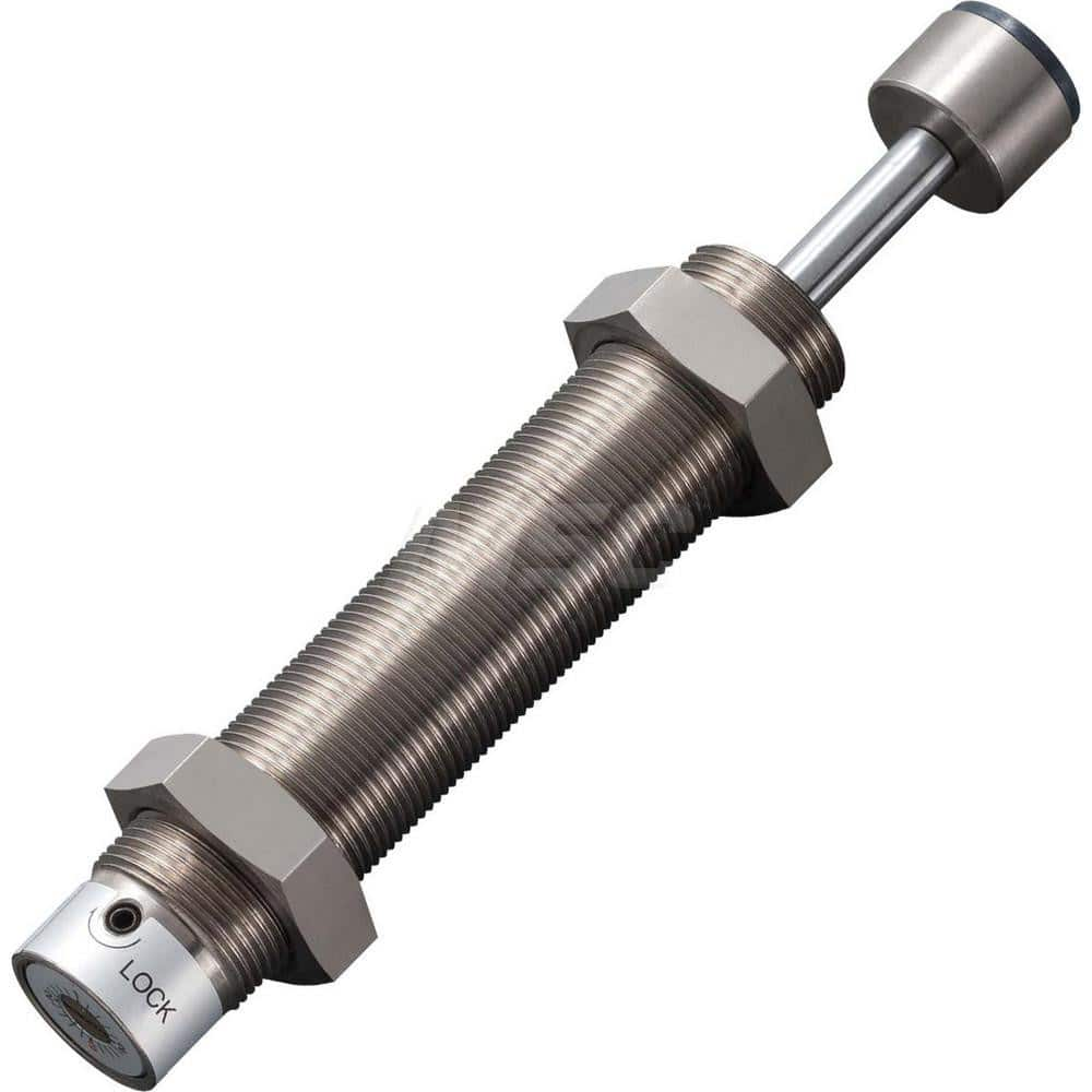 Standard-Duty Shock Absorber: 8 mm Rod Dia, 37 mm OD, 30 mm Stroke, M25 x 1.5 Thread 173 mm OAL, 33.2 lb Force