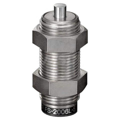 Standard-Duty Shock Absorber: 6 mm Rod Dia, 27.7 mm OD, 6 mm Stroke, M20 x 1.5 Thread 55 mm OAL, 16.7 lb Force