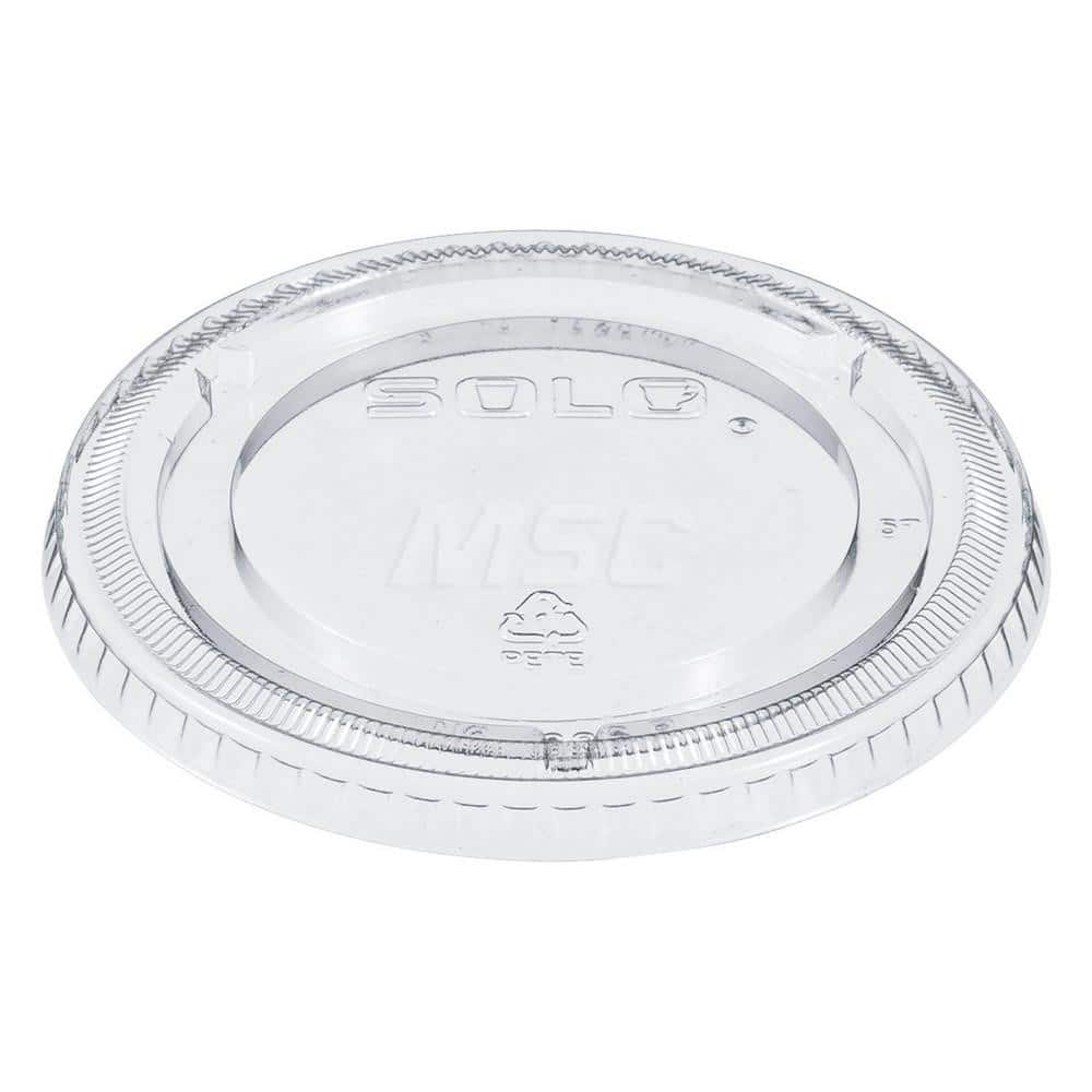 Cup Lid: Flat, PETE Plastic, Clear