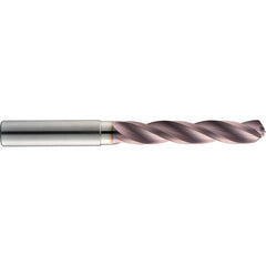 8.3 mm Dia. × 10 mm Shank × 61 mm Flute Length × 103 mm OAL, 5xD, 145°, TM, 3 Flute, Coolant Thru, Round Solid Carbide Drill - Exact Industrial Supply