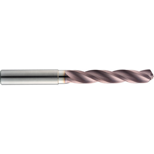 3/8″ Dia. × 10 mm Shank × 61 mm Flute Length × 103 mm OAL, 5xD, 145°, TM, 3 Flute, Coolant Thru, Round Solid Carbide Drill - Exact Industrial Supply