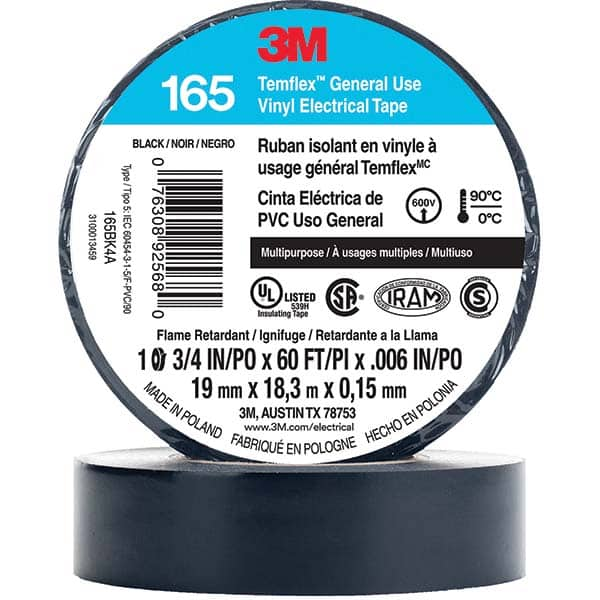 3M - Electrical Tape Width (Inch): 0.75 Length Range: 20" and Larger - USA Tool & Supply