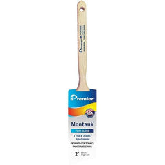 Premier Paint Roller - 2" Tapered Nylon/Polyester Angular Brush - 2-11/16" Bristle Length, 7" Wood Sash Handle - USA Tool & Supply
