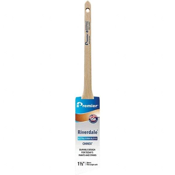 Premier Paint Roller - 1-1/2" Tapered Nylon Trim Brush - 2-3/16" Bristle Length, 7" Wood Sash Handle - USA Tool & Supply