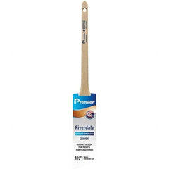 Premier Paint Roller - 1-1/2" Tapered Nylon Trim Brush - 2-3/16" Bristle Length, 7" Wood Sash Handle - USA Tool & Supply