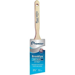Premier Paint Roller - 2-1/2" Tapered Polyester Angular Brush - 2-15/16" Bristle Length, 7-1/2" Wood Sash Handle - USA Tool & Supply