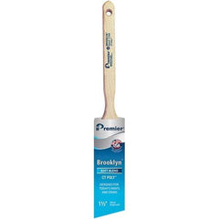 Premier Paint Roller - 1-1/2" Tapered Polyester Angular Brush - 2-3/16" Bristle Length, 7" Wood Sash Handle - USA Tool & Supply