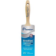 Premier Paint Roller - 2-1/2" Tapered Polyester Varnish Brush - 2-15/16" Bristle Length, 5-1/2" Wood Beavertail Handle - USA Tool & Supply