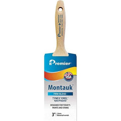 Premier Paint Roller - 3" Tapered Nylon/Polyester Varnish Brush - 3-3/16" Bristle Length, 5-1/2" Wood Beavertail Handle - USA Tool & Supply