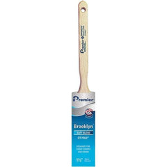 Premier Paint Roller - 1-1/2" Tapered Polyester Sash Brush - 2-7/16" Bristle Length, 7" Wood Sash Handle - USA Tool & Supply