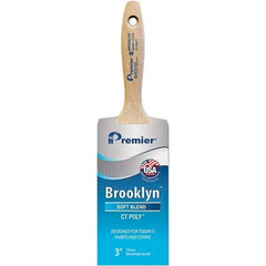 Premier Paint Roller - 3" Tapered Polyester Varnish Brush - 3-3/16" Bristle Length, 5-3/4" Wood Beavertail Handle - USA Tool & Supply