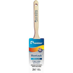 Premier Paint Roller - 2-1/2" Tapered Nylon/Polyester Sash Brush - 2-15/16" Bristle Length, 7-1/2" Wood Sash Handle - USA Tool & Supply