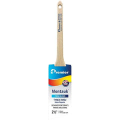 Premier Paint Roller - 2-1/2" Tapered Nylon/Polyester Trim Brush - 2-11/16" Bristle Length, 8" Wood Sash Handle - USA Tool & Supply
