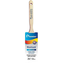 Premier Paint Roller - 2-1/2" Tapered Nylon/Polyester Angular Brush - 2-15/16" Bristle Length, 7-1/2" Wood Sash Handle - USA Tool & Supply