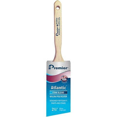 Premier Paint Roller - 2-1/2" Tapered Nylon/Polyester Angular Brush - 2-15/16" Bristle Length, 7-1/2" Wood Sash Handle - USA Tool & Supply