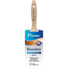 Premier Paint Roller - 3" Tapered Nylon Varnish Brush - 3-3/16" Bristle Length, 6" Wood Beavertail Handle - USA Tool & Supply