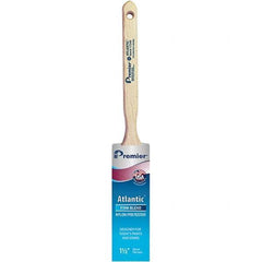 Premier Paint Roller - 1-1/2" Tapered Nylon/Polyester Sash Brush - 2-7/16" Bristle Length, 7" Wood Sash Handle - USA Tool & Supply