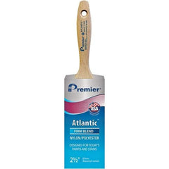 Premier Paint Roller - 2-1/2" Tapered Nylon/Polyester Varnish Brush - 2-15/16" Bristle Length, 5-1/2" Wood Beavertail Handle - USA Tool & Supply