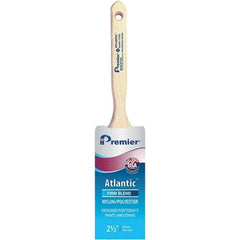 Premier Paint Roller - 2-1/2" Tapered Nylon/Polyester Sash Brush - 2-15/16" Bristle Length, 7-1/2" Wood Sash Handle - USA Tool & Supply