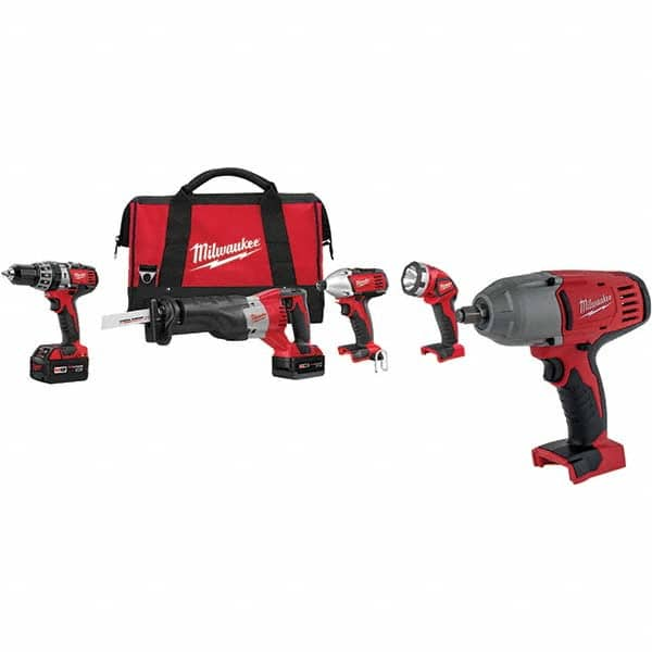 Milwaukee Tool - Cordless Tool Combination Kits Voltage: 18 Tools: 1/2" Hammer Drill; 1/4" Hex Impact Driver; Sawzall Reciprocating Saw - USA Tool & Supply